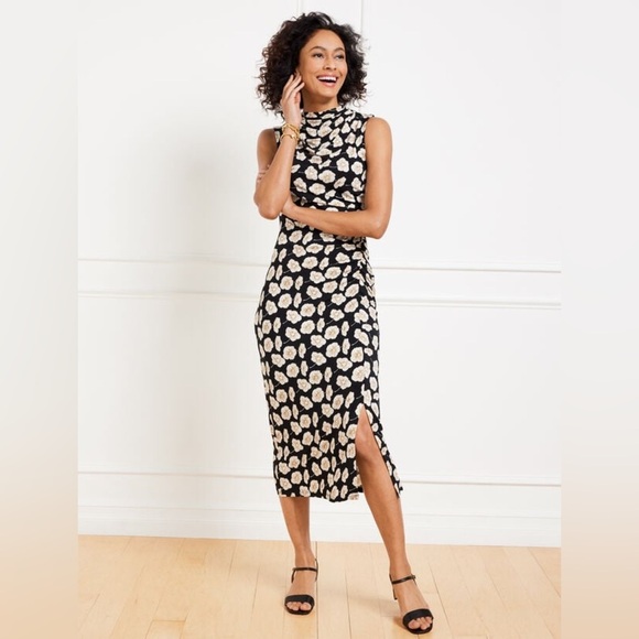 NEW Talbots Plus Size Cowl-Neck Sleeveless Midi Dress in Deco Flower Women’s 16 - Picture 2 of 13